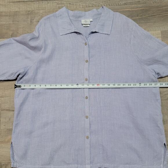 Hot Cotton by Marc Ware 100% Linen Button Up 2X Purple Cottage Boho USA Made Top - Picture 7 of 7